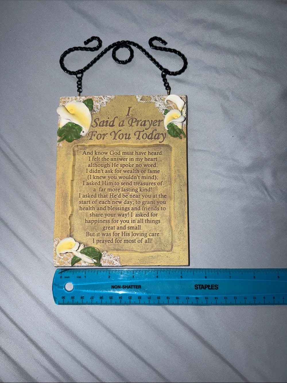 Inspirational Calla Lily Prayer Wall Plaque - Yellow